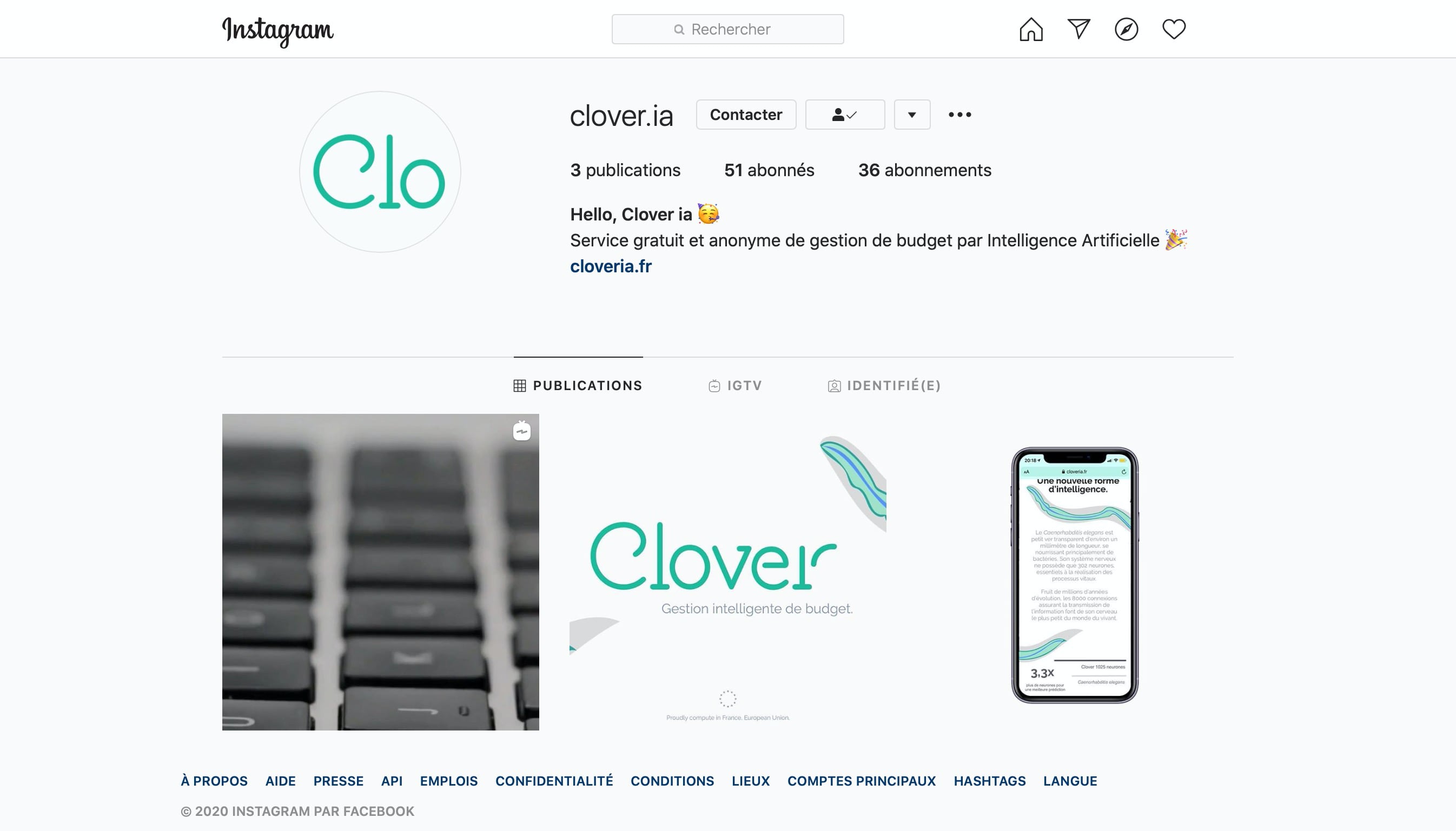 Clover Instagram page
