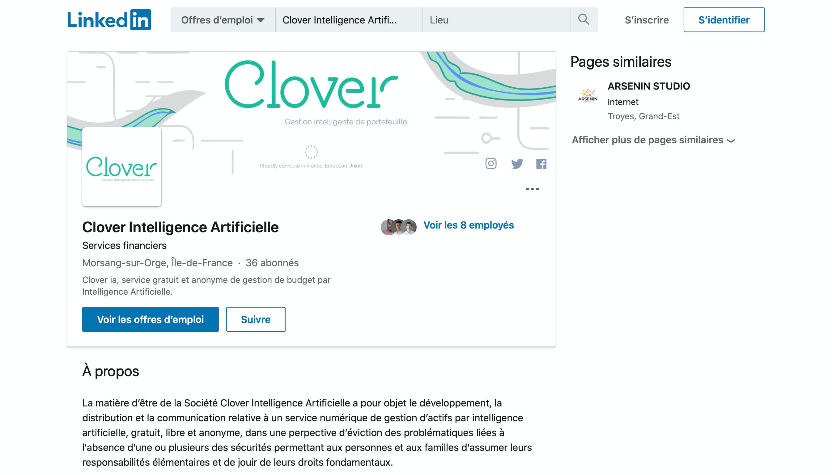 Clover linkedin page